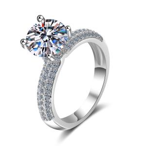 Quality Sterling Silver S925 Moissanite Jewelry Diamond Same Crown Ring 2 Carat wholesale