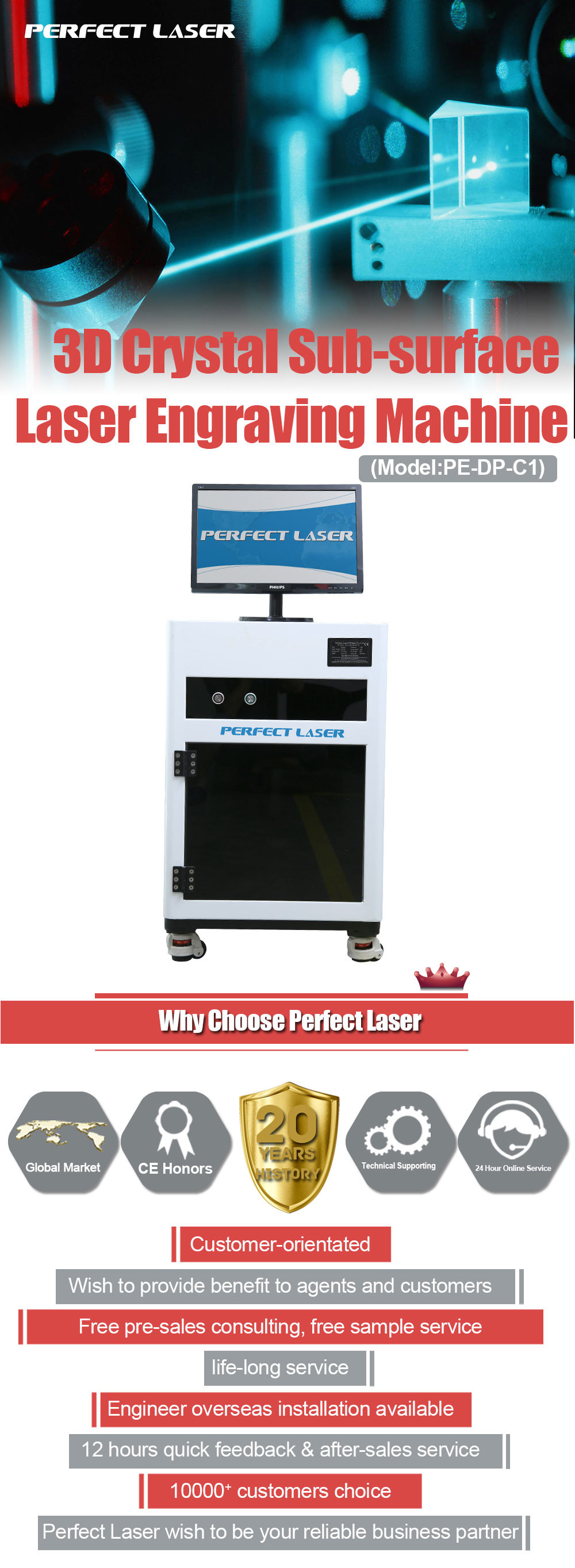 Crystal Portraits 3D Laser Engraving Equipment High Speed Air Cooling Stable