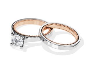 Quality Two Tone Color 9K Gold Ring 7.5MM with 1.5ct Moissanite Diamond wholesale