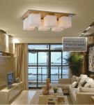 6 heads contemporary wood ceiling lamp square ceiling lighting with remote