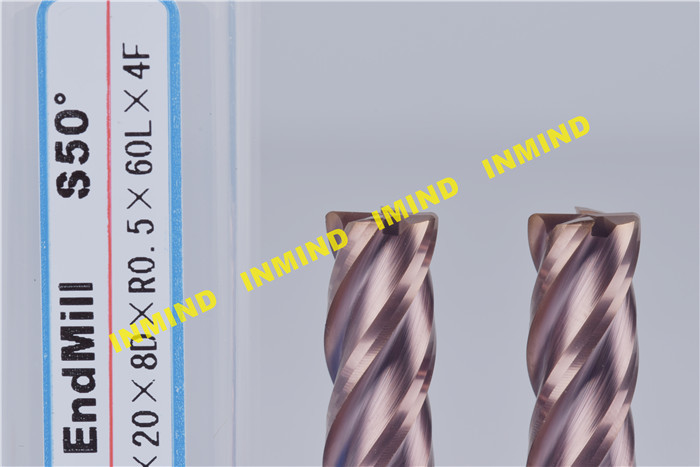 Corner Radius end mill 6*R0.5*50L upto HRC65 4 Flute high hardness end mill cutter SiN Coating