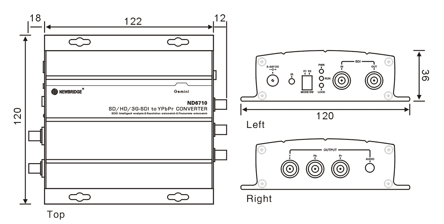 24 V DC HD Fiber Transceiver Single Mode SDI 270Mbps