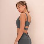 Europe and the United States shoulder straps hollow back yoga bra nude grooming