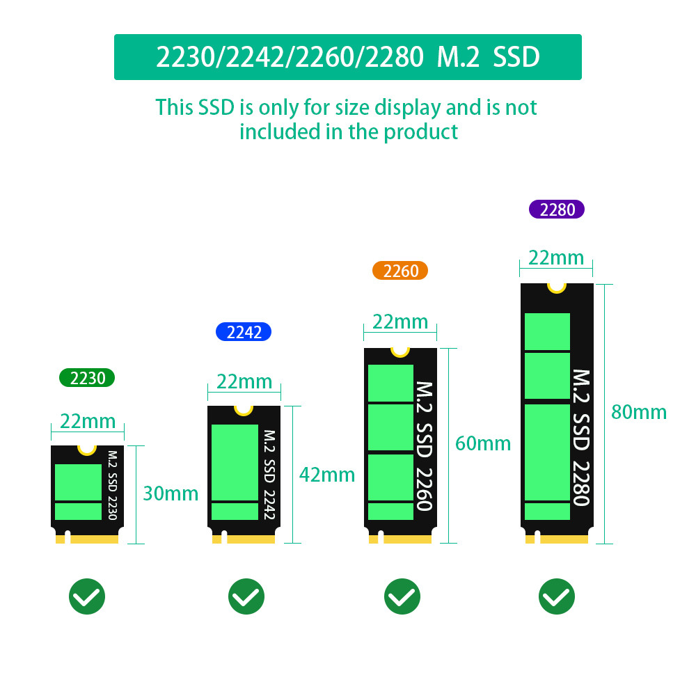 NGFF (M.2) 2-in-1 SSD expansion card, NGFF (M.2) Key-M supports NVME protocol SDD to SFF (86-43) interface NGFF (M.2) Key-B supports Sata protocol SDD