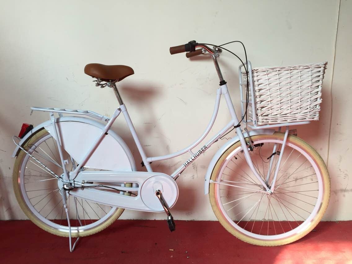 Fashion style white color hi-ten steel 26/28 size elegant retro city bike for lady