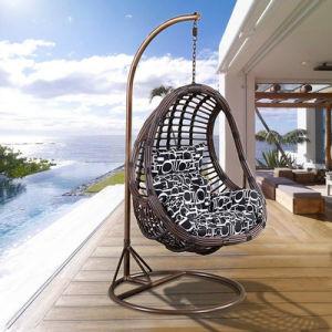 Stylish Hanging Chair Swing with Iron Cradle and Rattan Bird Nest Design Photo