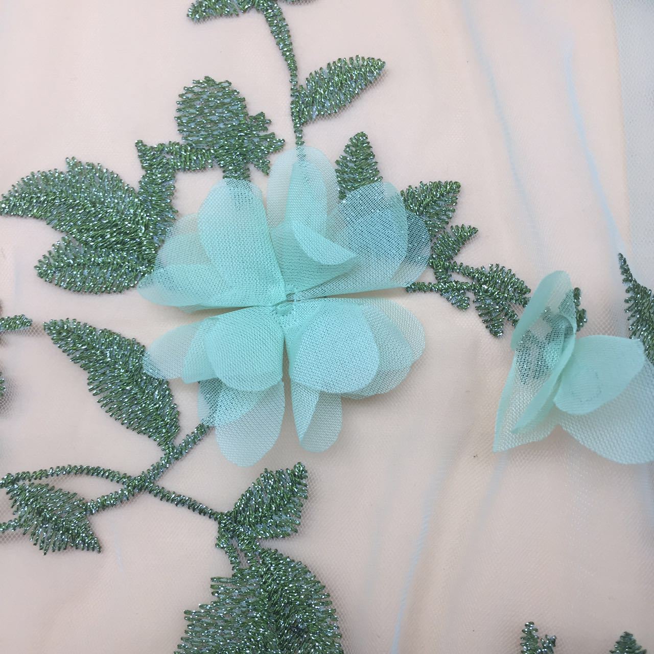 Colorful Polyester 3D flower embroidered Lace fabric for women garments