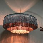 Grey 3 Layers Fringed Ceiling Light Shades Dome Top 3 Way Gimbal