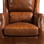 High Back Brown Vintage Leather Dining Chairs Soft Cushions Armchair Home Office