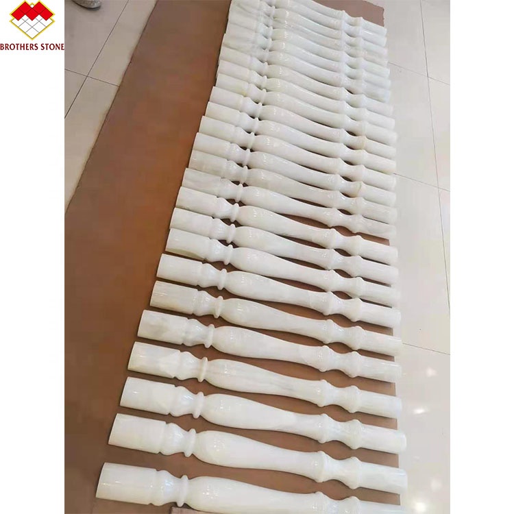 Standard or Customized Size White Onyx Marble Alabaster Stair Baluster for Luxury Homes