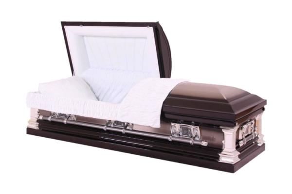 18 Gauge Metal Casket MC04 Stainless Steel Coffin With Natural Brushed Ebony