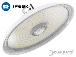 Quality Strong White Housing 100W UFO LED High Bay Light IP69K IK10 140LPW Food Industry wholesale