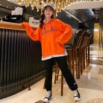 Long Sleeves Embroidered Hoodie Children Clothing Set Velvet Thickening
