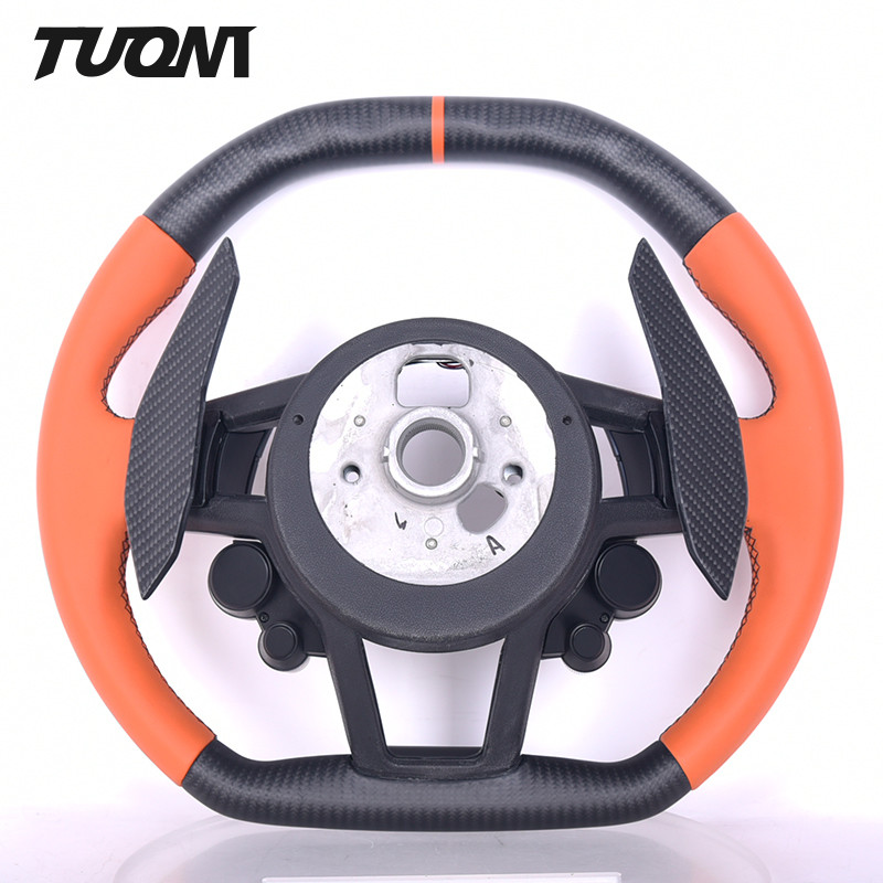 OEM Audi Carbon Fiber Steering Wheel Orange Nappa Leather R8