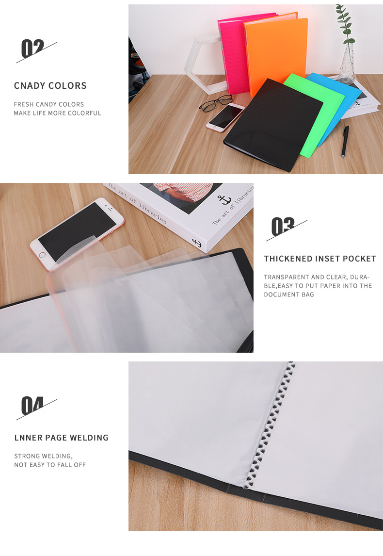 Orange A4 Display Book Folder with Fixture size A4 and Design Solid Color Stripe