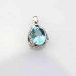 925 Silver Jewelry 9x11mm Oval Cubic Zircon Pendant Necklace (P08)