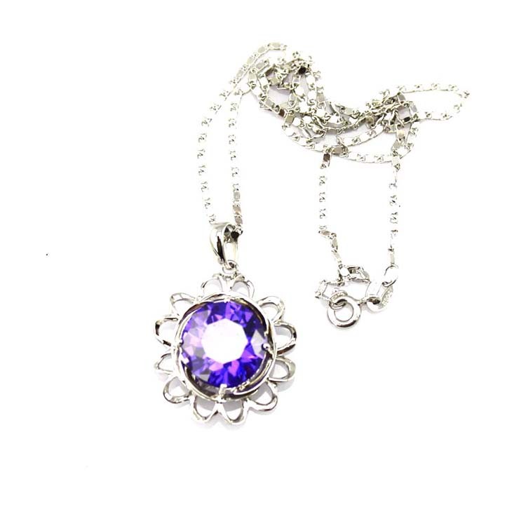 Sterling Silver Garnet Cubic Zirconia Pendant with 925 Silver Chain Necklace (PSJ01900)