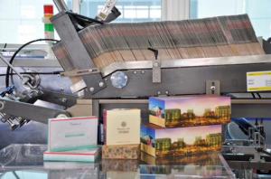 Quality Full automatic V fold Facial tissue paper cartoning machine with great price For Cube box facial tissue Wrapping wholesale