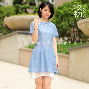 Quality 2015 Summer Hot European Style short Sleeve Lace Dress Girl's wholesale