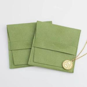 Quality Necklace Stylish Velvet Custom Envelope Packaging Suede Microfiber Jewelry Bag wholesale