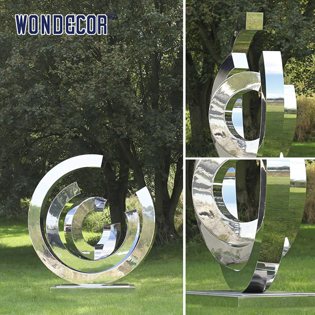Outdoor Garden Geometric Metal Art Circle Stainless Steel Sculpture