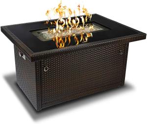 Quality Stainless Steel Burner Square Outdoor Natural Gas Firepit Black All - Season wholesale