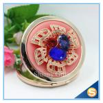 Shinny Gifts Luxury Crystal Cosmetic mirror Round Shape Metal Pocket Mirror