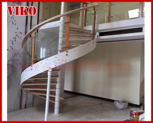 Quality Spiral Staircase VH25S Tread Beech Tempered glass 304 Stainless Steel Stainless Steel Stair Handrail Railing Glass wholesale
