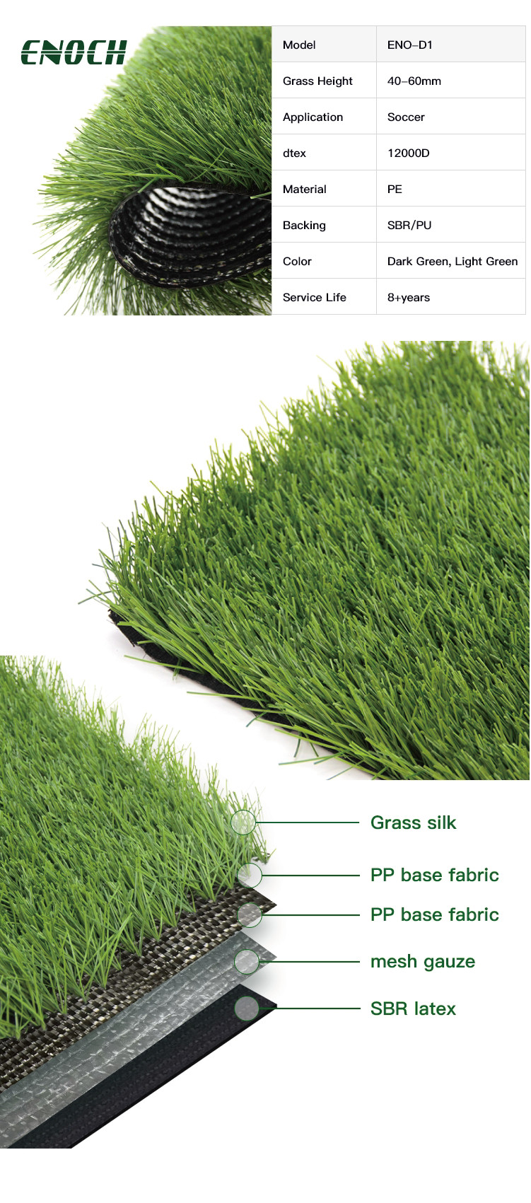 Shock Absorbing Durable Professional Grade Artificial Grass for Soccer Stadiums