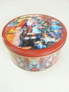 Quality Christmas Cookie Tin Storage Containers , Food Storage Cylindroid Small Tin Boxes wholesale