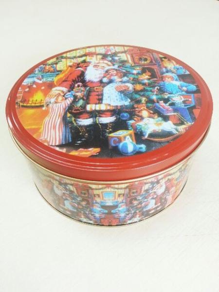 Christmas Cookie Tin Storage Containers , Food Storage Cylindroid Small Tin