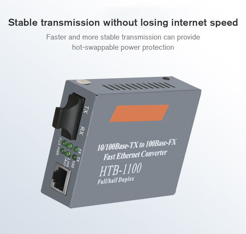 HTB 1100 Fiber Media Converter , 10 / 100Mbps fast ethernet transceiver