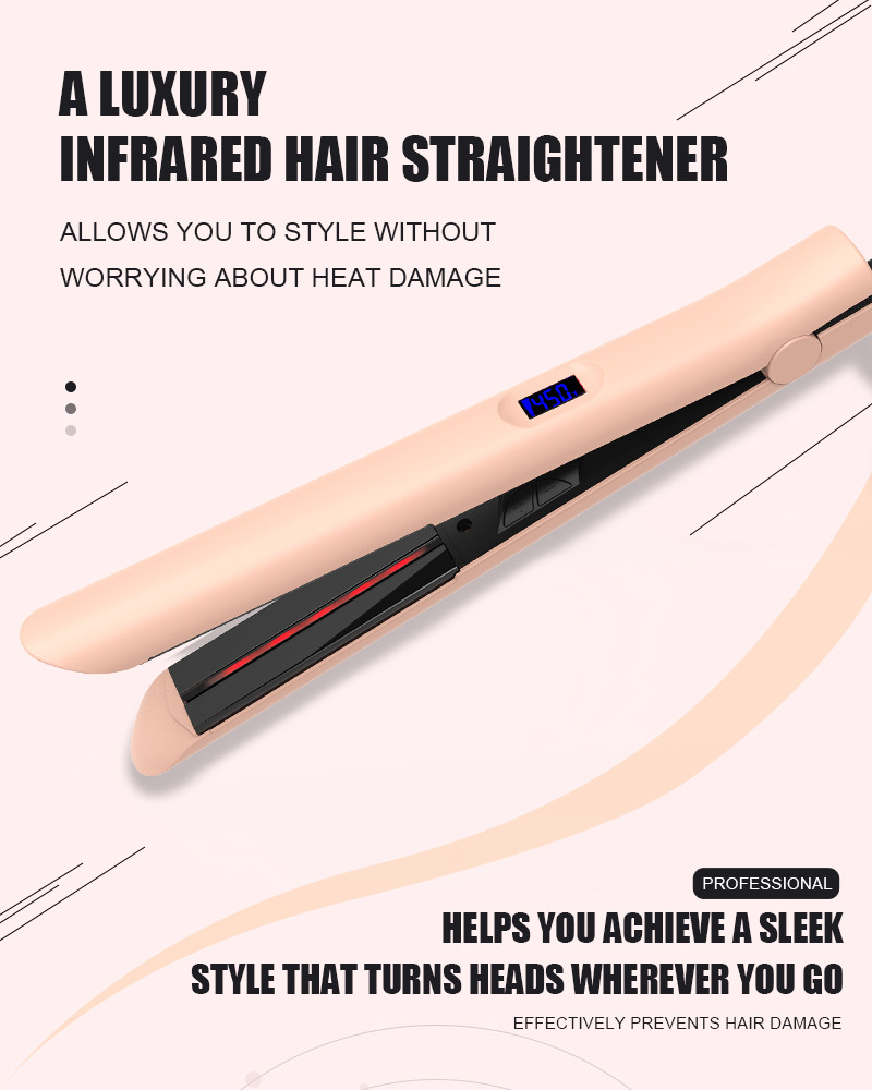 Instant Heat Up Dual Voltage Infrared Flat Iron LCD Display Hair Straightener