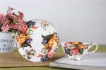 FDA Fancy printed Modern Handcrafted Bone China Cup Plate Set