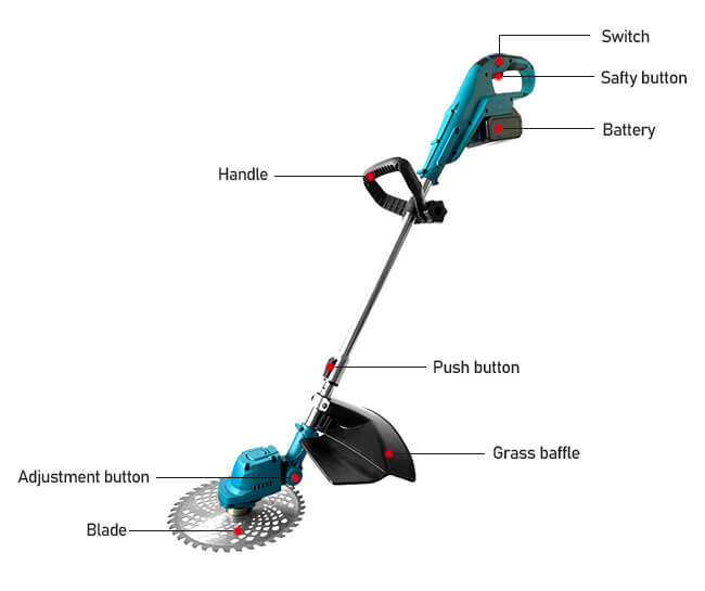 Telescopic Electric Brush Cutter Cordless Grass Trimmer 21V