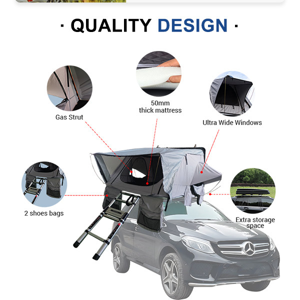 Waterproof Windproof 4 Person Roof Top Tent Slim Camping