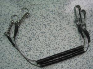 Quality 1.5M Full Internal Stainless Steel Coil Lanyard Tether Black Rubber Coated Strong Leashes wholesale