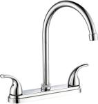 Brass Centerset Two Handle Kitchen Faucet In Chrome Deck Mounted