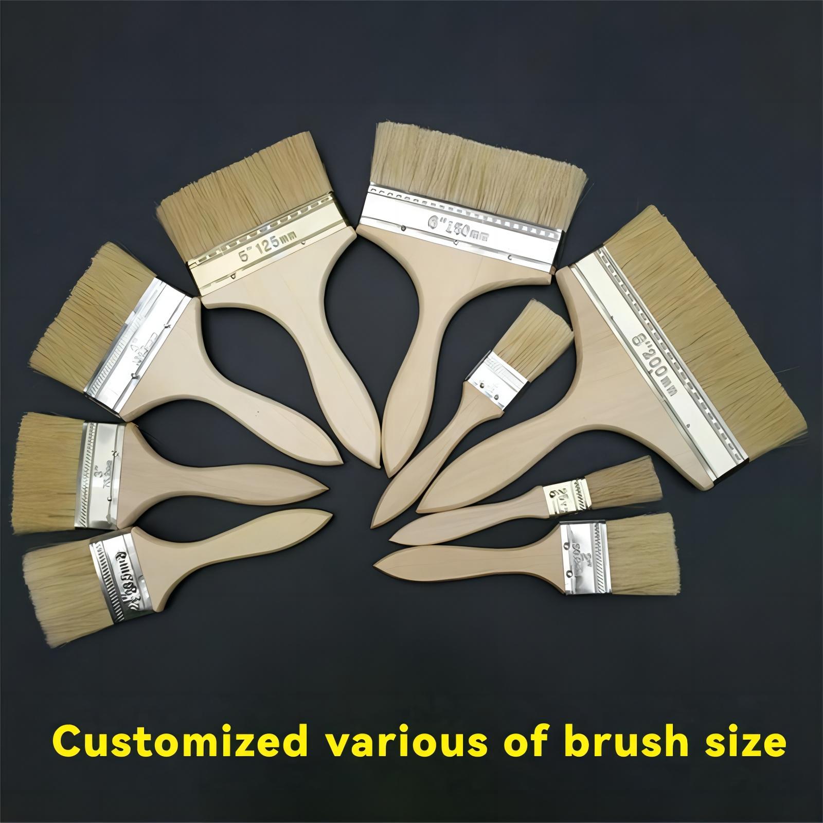 Wall Paint Application with 4 inch Pure Bristles Paint Brush and White Wood Handle