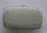 Silver Sparkly Rhinestone Evening Bags With 20 " Metal Chain And Black Velvet