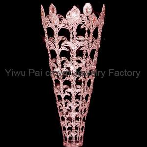 Quality 30 inch tall round fully pageant crowns royal rhinestone crowns custom your large pageant crowns from pai crown jewelry wholesale