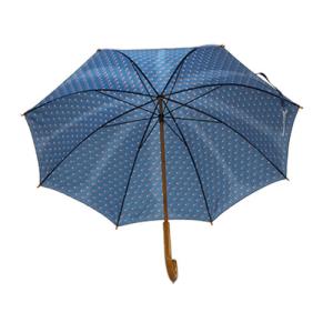 Quality Flower Printed Wooden Shaft J Handle Pongee Fabric Umbrella wholesale
