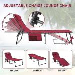 Folding Outdoor Chaise Lounge Chair, 5-Position Adjustable Beach, Sunbathing,