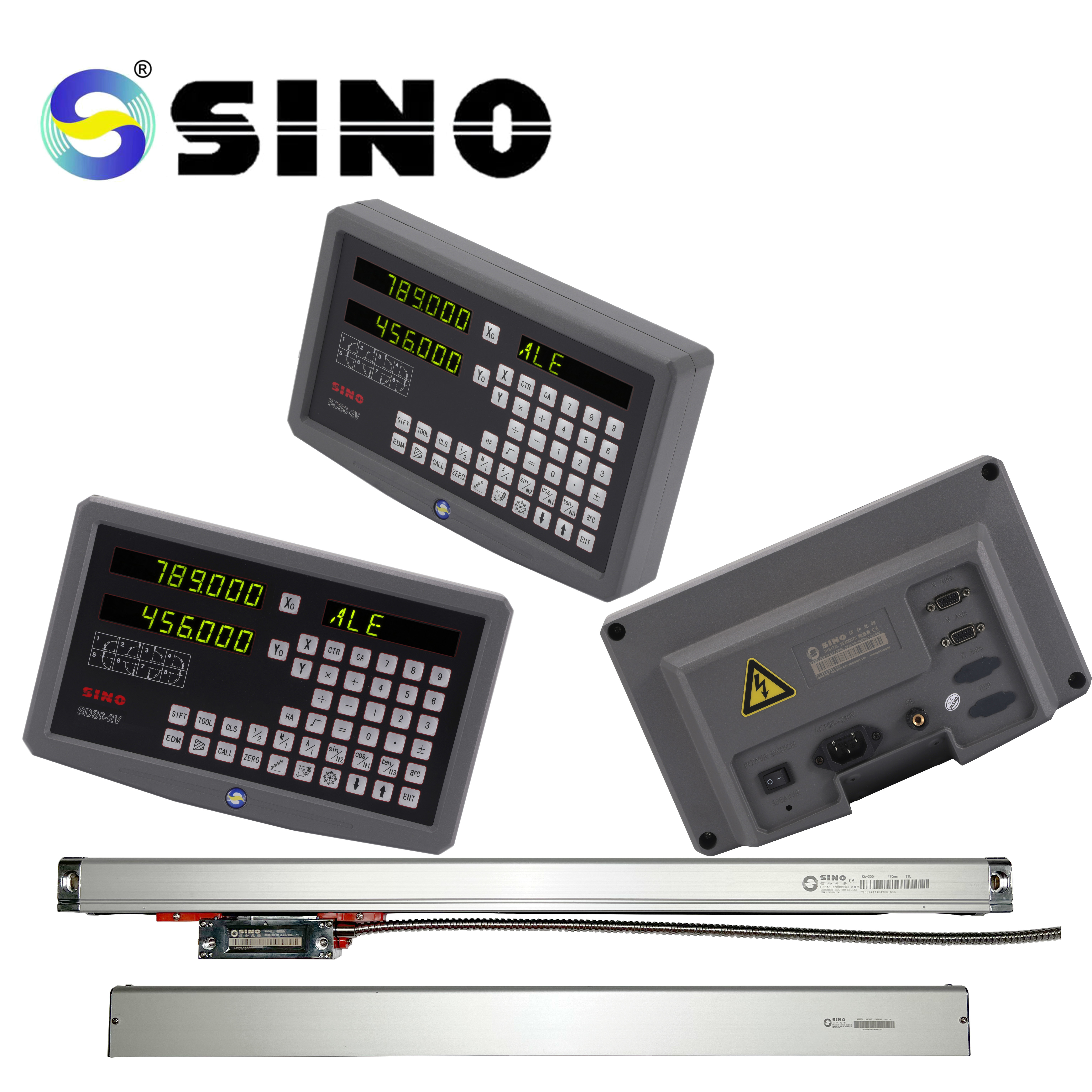 SDS6-2V SINO Digital Readout Display DRO Kit KA300 Linear Optical Encoder