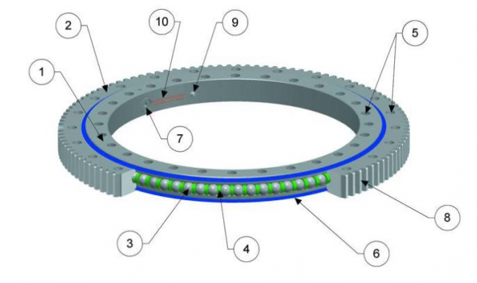 Three Row Pole Slewing Ring Bearing For Komatsu PC650 / PC750 / Heavy Duty excavator