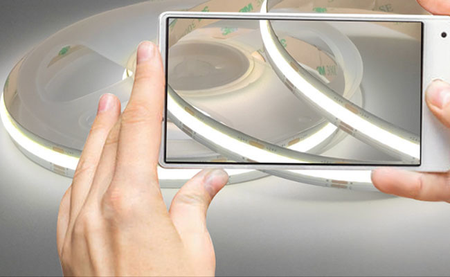 180° Beam Angle Cob Light Strip 24v Dual Color Temperature Cct Linear Light