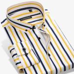 Long Sleeve Custom Men'S Dress Shirts Plaid Blue Flex Collar Fancy Popular