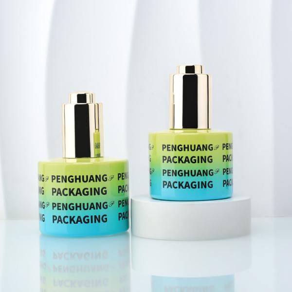 Yellow Gradient Blue 30ml 50ml Essence Oil Serum Dropper Bottles With Custom