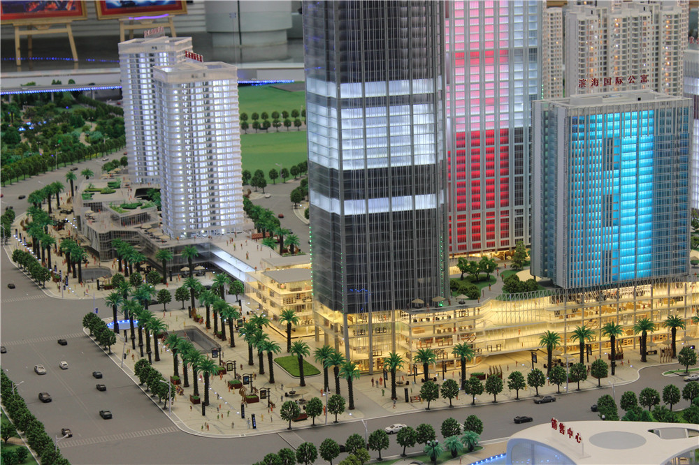 High 3D Printed Building Models 65CM Wood Base Abs / Acrylic Material