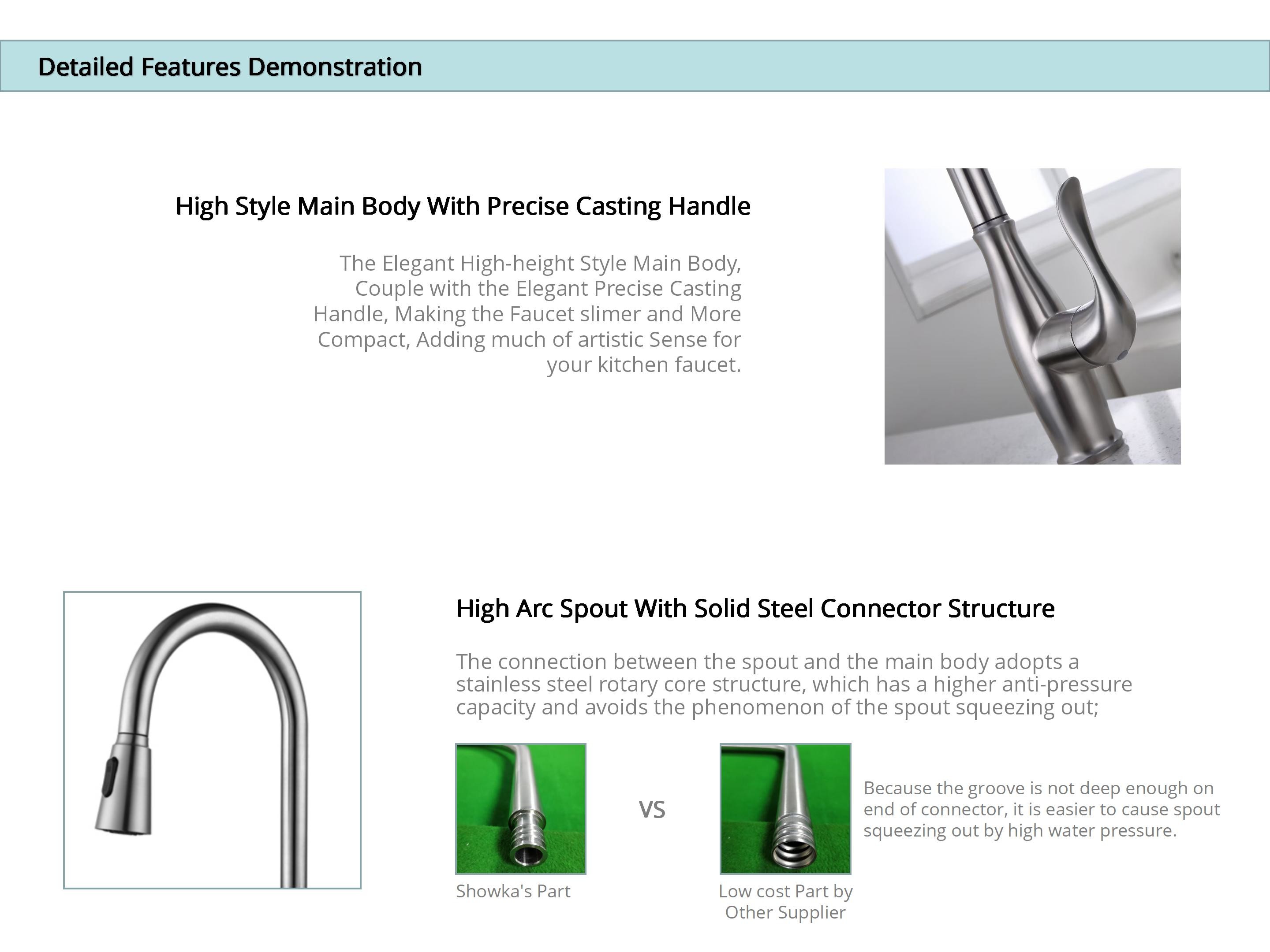 SUS304 Stainless Steel Flexible Spout Kitchen Tap Single Lever Brushed Nickel